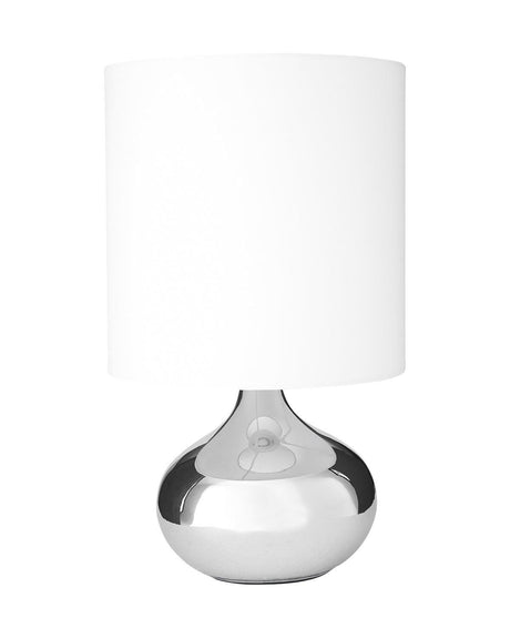 Salado Mirrored Chrome Table Lamp - White Fabric Shade