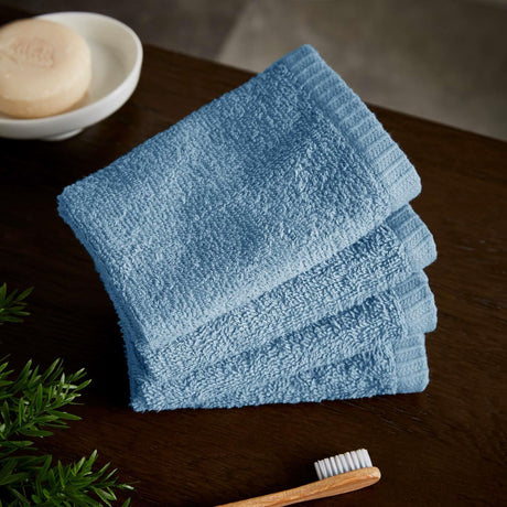 Quick Dry Cotton Face Cloth 4 Pack Blue