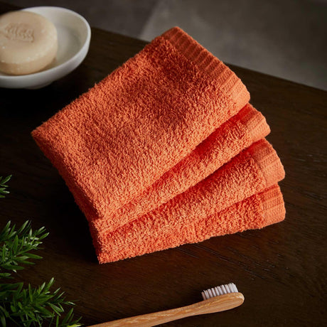 Quick Dry Cotton Face Cloth 4 Pack Orange