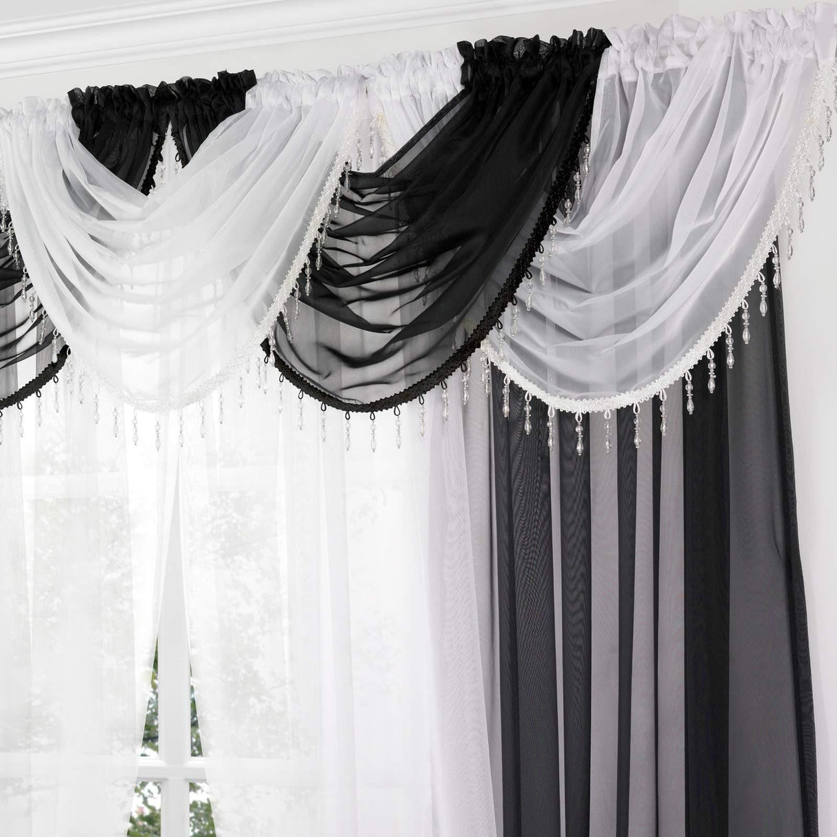 Beaded Voile Swag Black Voile Curtain Alan Symonds   