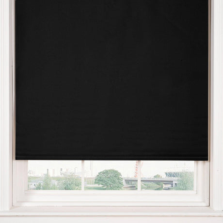 Plain Thermal Blackout Roller Blind Black Roller Blind Alan Symonds 60cm width x 165cm drop  