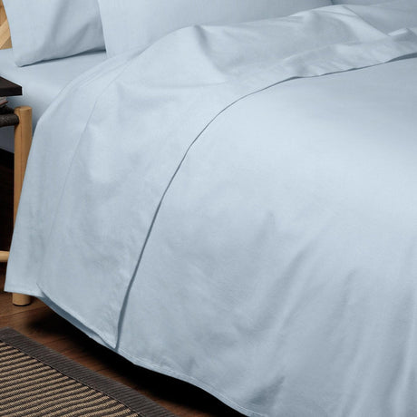 The Brushed Cotton Flannelette Flat Sheet Blue Made in Portugal Flat Sheet Design Port Single  