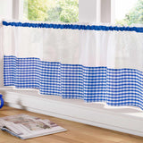 Gingham Café Panel Blue Kitchen Curtains Alan Symonds 59" x 18"  