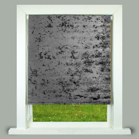 Crushed Velvet Thermal Blackout Roller Blind Charcoal Roller Blind Alan Symonds 60cm width x 165cm drop  