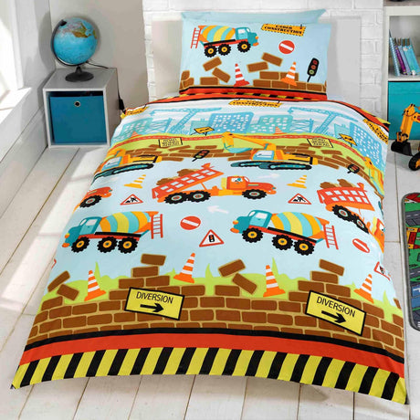 Under Construction Duvet Cover Set Kids Bedding Rapport Single  