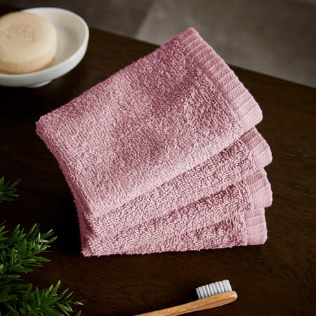 Quick Dry Cotton Face Cloth 4 Pack Pink