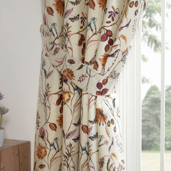 Grove Floral Tie Backs Multicolour Tape Top Curtains Sundour   