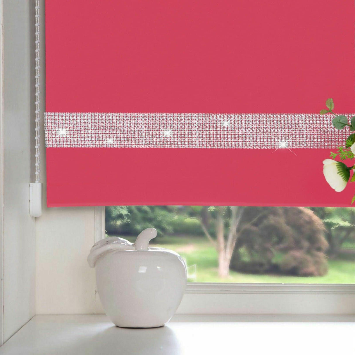 Diamante Thermal Blackout Roller Blind Fuchsia Roller Blind Alan Symonds 60cm width x 165cm drop  