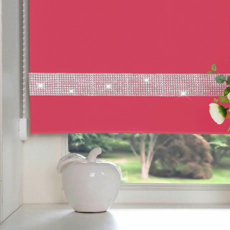 Diamante Thermal Blackout Roller Blind Fuchsia Roller Blind Alan Symonds 60cm width x 165cm drop  