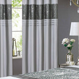 Charleston Sparkle Lined Eyelet Curtains Grey Eyelet Curtains Rapport 66'' x 72''  