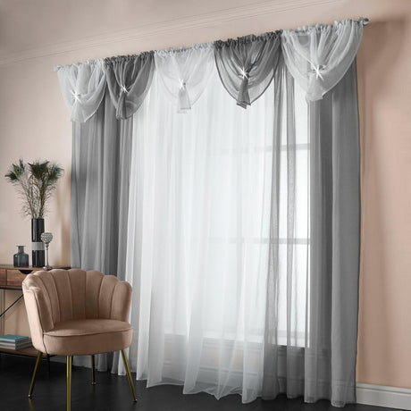 Diana Dolly Diamante White Voile Curtain Swag Voile Curtain Alan Symonds   