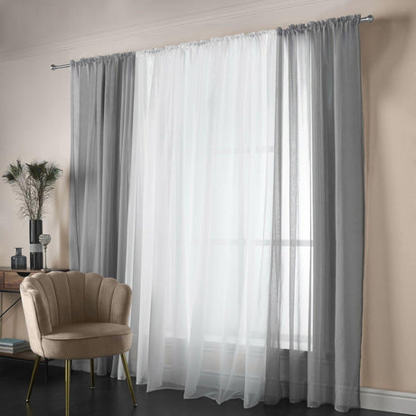 Diana Textured Voile Curtain Panels White Voile Curtain Alan Symonds 57" x 54"  