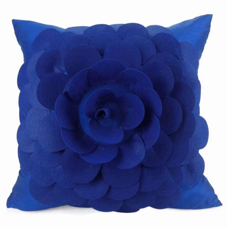 Alan Symonds Felt Flower Faux Silk Navy Cushion Cover 45cm x 45cm (18"x18") Cushion Cover Alan Symonds   