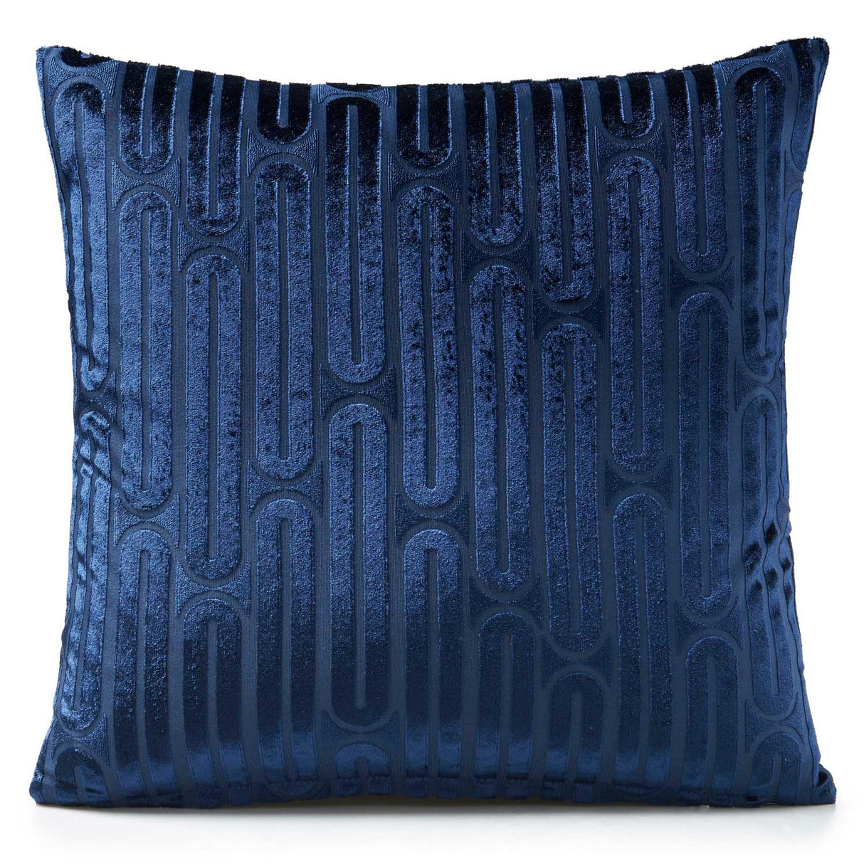 Oboe Geometric Velvet Navy Cushion Cover 18" x 18" Cushion Cover Alan Symonds   