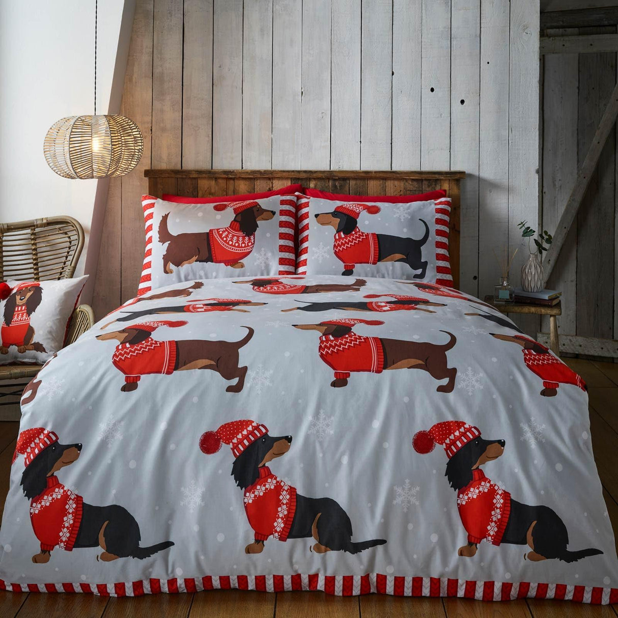 Dachshund Through the Snow Duvet Cover Set Duvet Cover Rapport Single  