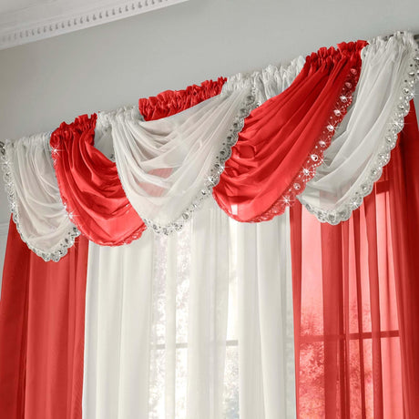 Jewelled Red Voile Curtain Swags Voile Curtain Alan Symonds   