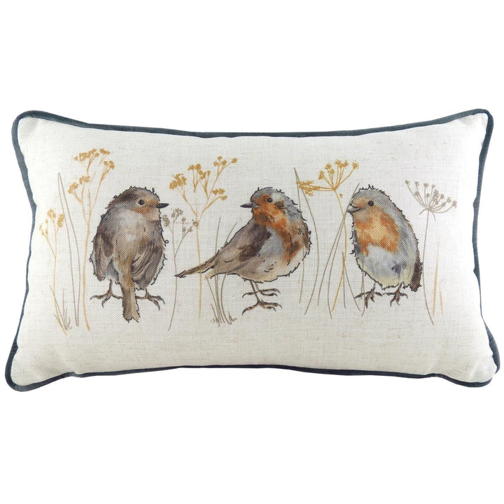 Oakwood Robin Hand Painted Filled Cushions 12'' x 20'' Filled Cushion Evans Lichfield Polyester Pad  