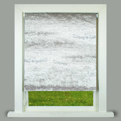 Crushed Velvet Thermal Blackout Roller Blind Silver Roller Blind Alan Symonds 60cm width x 165cm drop  