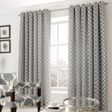 Oh Circles Chenille Lined Eyelet Curtains Silver Eyelet Curtains Alan Symonds 66'' x 54''  