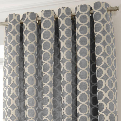 Oh Circles Chenille Lined Eyelet Curtains Silver Eyelet Curtains Alan Symonds   