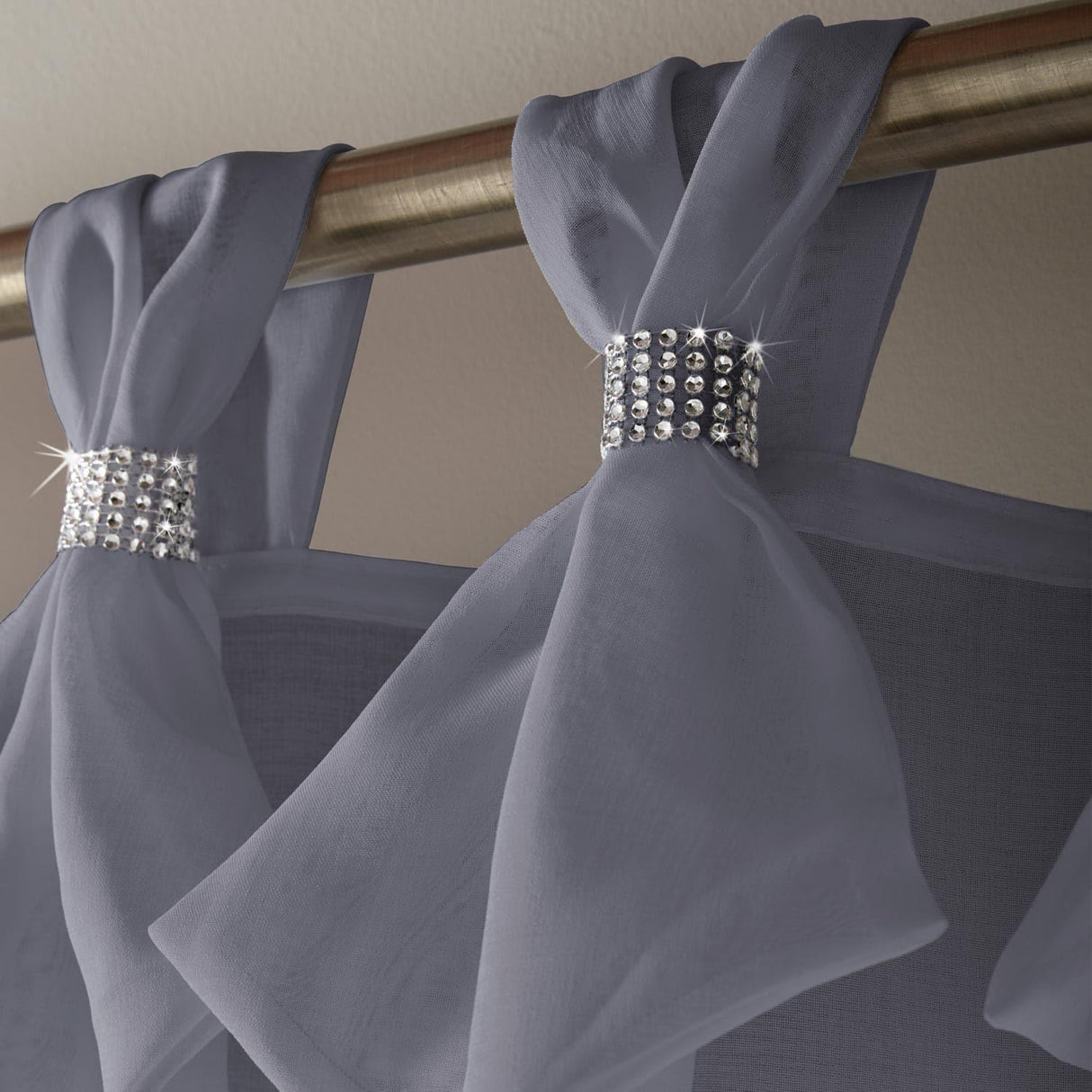 Tiara Diamante Tab Top Voile Curtain Panels Silver Voile Curtain Alan Symonds   