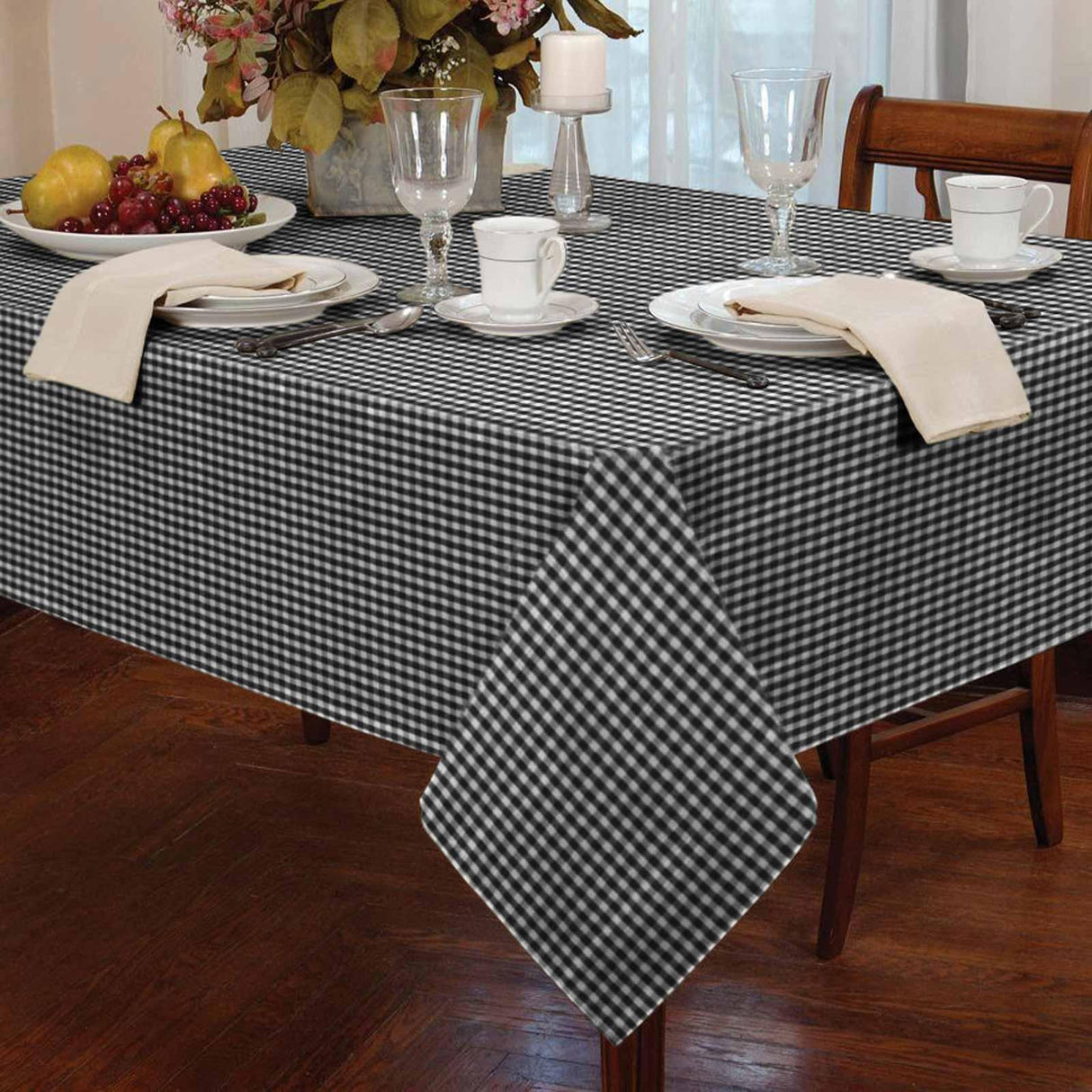 Gingham Check Black Tablecloths Tablecloths & Runners Alan Symonds 36'' x 36''  