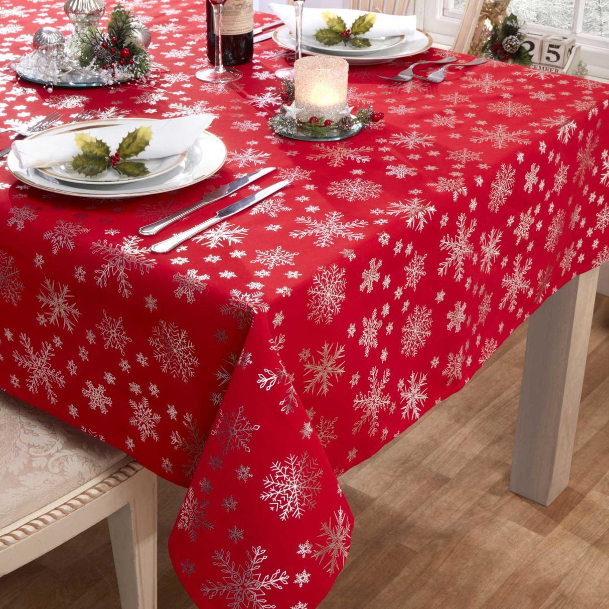 Snowflake Metallic Christmas Tablecloth