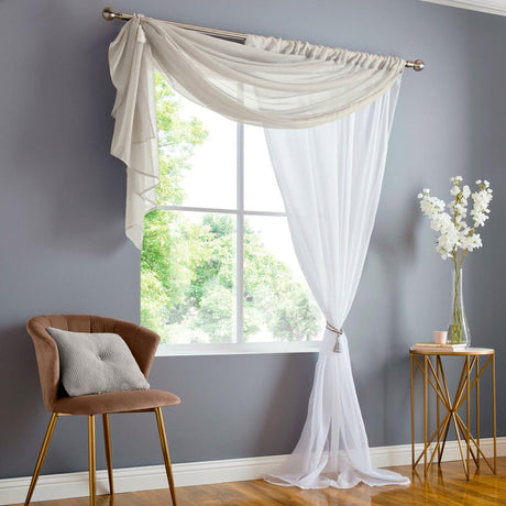 Double Display Sheer Voile Curtain Panel Taupe Voile Curtain Alan Symonds 59" x 72"  